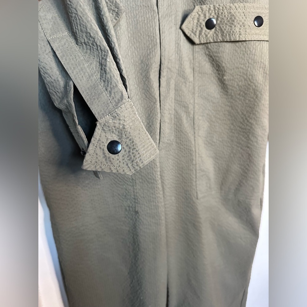 RD Risen Division In Jumpsuits we Trust Wilde Olive green seersucker jumpsuit S - Picture 8 of 11